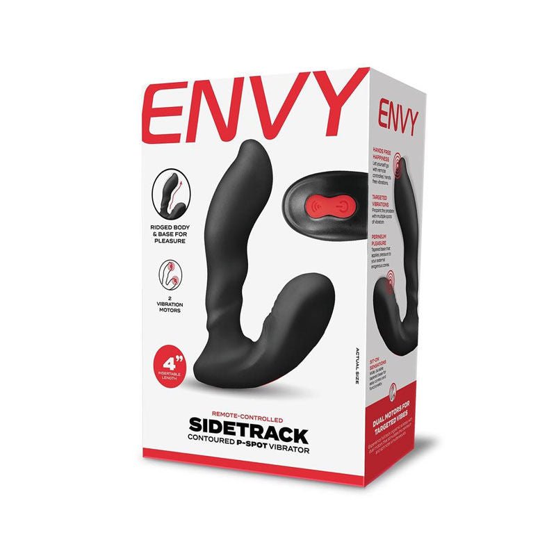 Envy - sidetrack contoured prostate vibrator -  box front view | Flirtybay.com.au